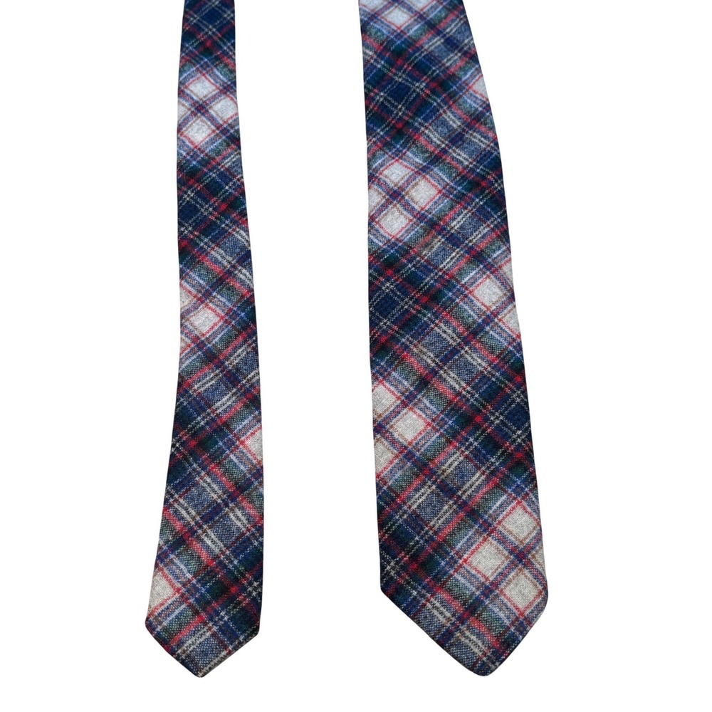 Pendleton Mens Plaid Tie 100% Virgin Wool Blue Red Green Multi Color Vintage USA